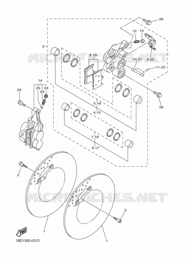REMKLAUW VOOR Yamaha MOTO 800 2012 FAZER ABS  FZ8-SA
