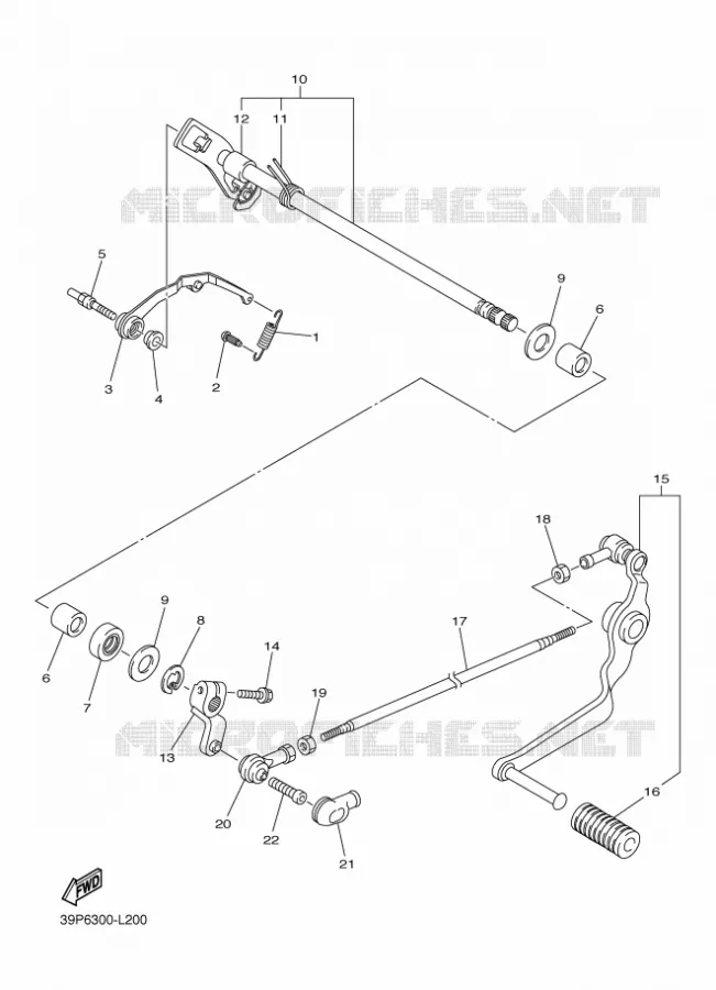 SCHAKEL STANG / PEDAAL Yamaha MOTO 800 2012 FAZER ABS  FZ8-SA