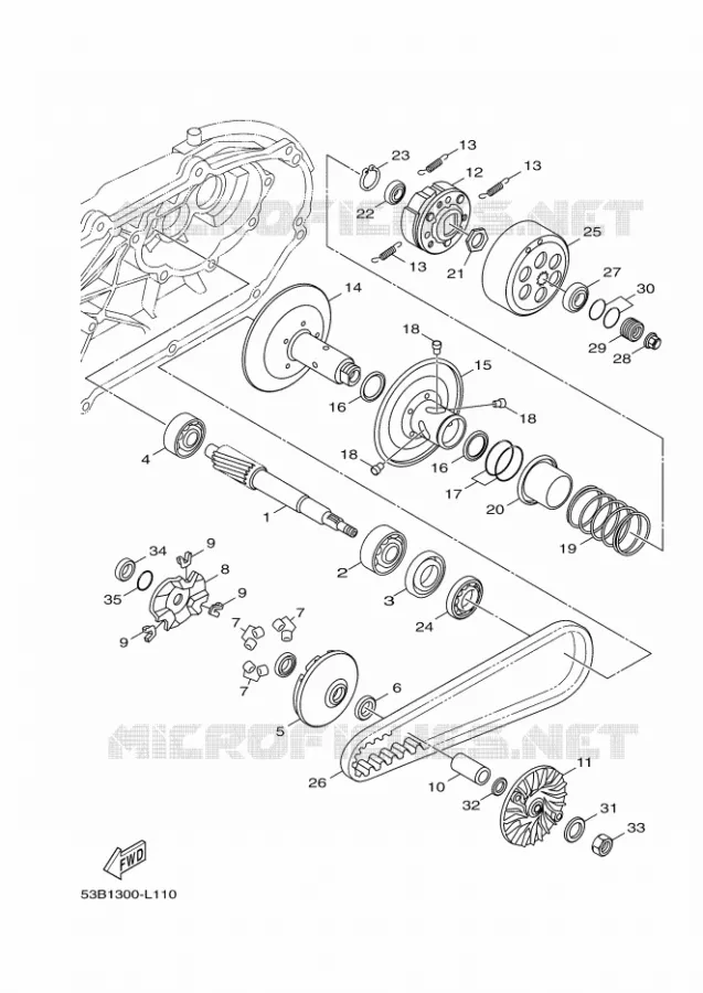 STARTMOTOR KOPPELINGS Yamaha SCOOTER 125 2012 OCEO  HW125 OCEO