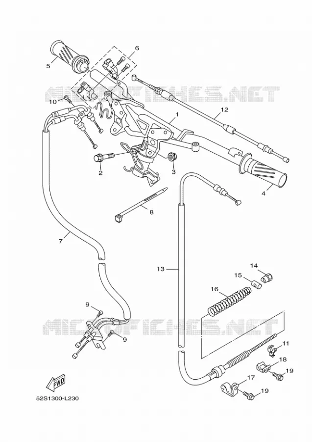 STUUR / KABEL Yamaha SCOOTER 125 2012 OCEO  HW125 OCEO
