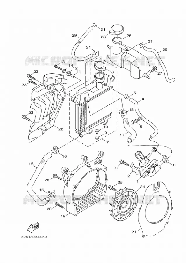 RADIATEUR / SLANG Yamaha SCOOTER 125 2012 OCEO  HW125 OCEO