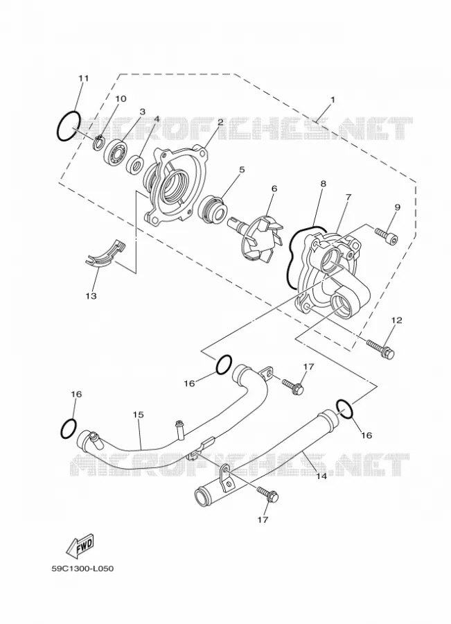 WATERPOMP / SLANGEN Yamaha SCOOTER 530 2012 TMAX ABS  XP500A