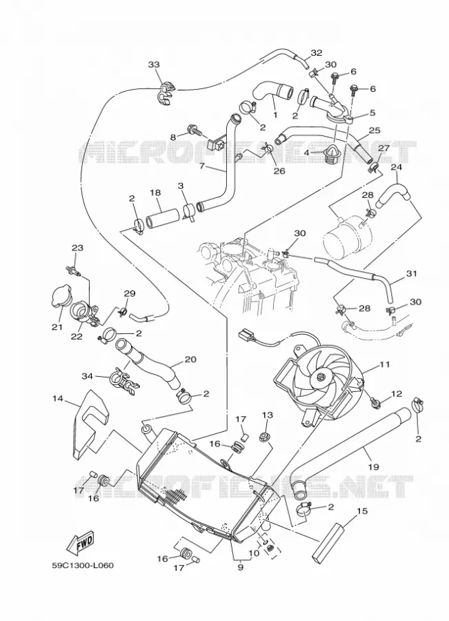 RADIATEUR / SLANG Yamaha SCOOTER 530 2012 TMAX ABS  XP500A