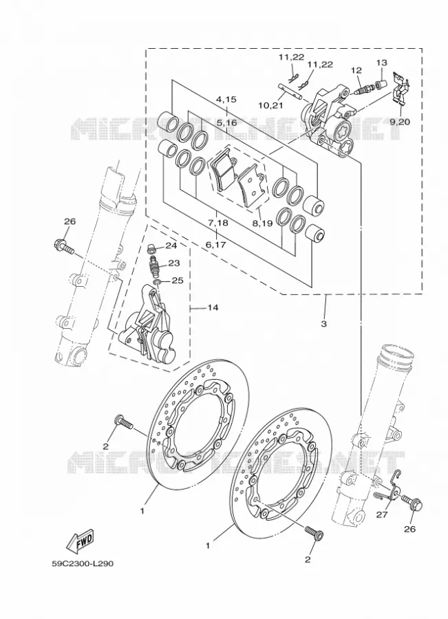 REMKLAUW VOOR Yamaha SCOOTER 530 2012 TMAX ABS  XP500A