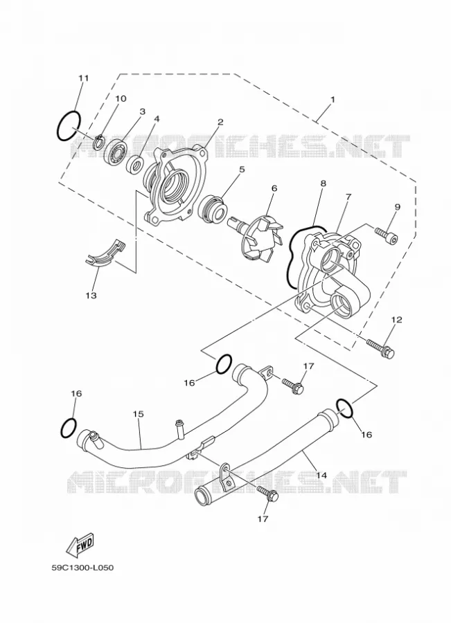 WATERPOMP / SLANGEN Yamaha SCOOTER 530 2012 TMAX ABS  XP500A