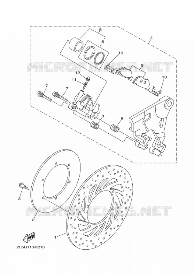 REMKLAUW ACHTER Yamaha MOTO 1900 2012 MIDNIGHT STAR  XV1900A