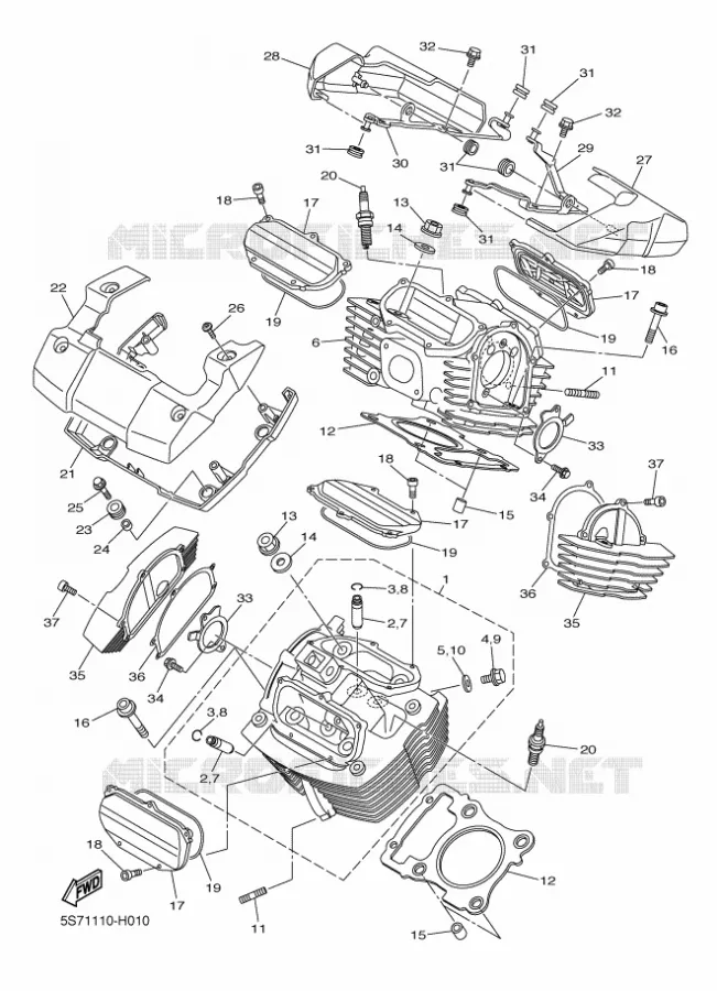 CILINDERKOP Yamaha MOTO 950 2012 MIDNIGHT STAR  XVS950A