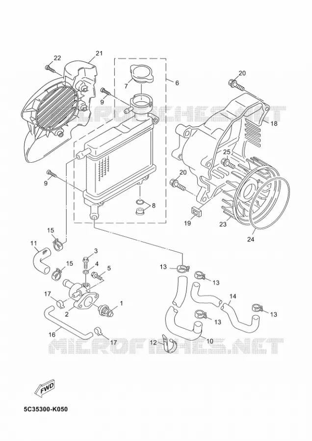 RADIATEUR / SLANG Yamaha SCOOTER 50 2012 OVETTO 4T UBS  YN50FU OVETTO 4+