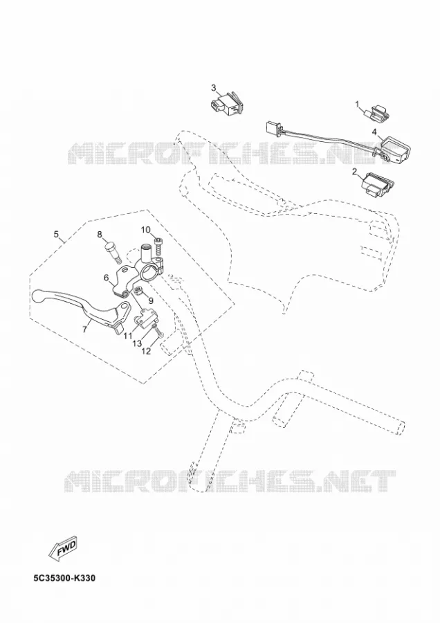 STUURSCHAKELAAR / HEVEL Yamaha SCOOTER 50 2012 OVETTO 4T UBS  YN50FU OVETTO 4+
