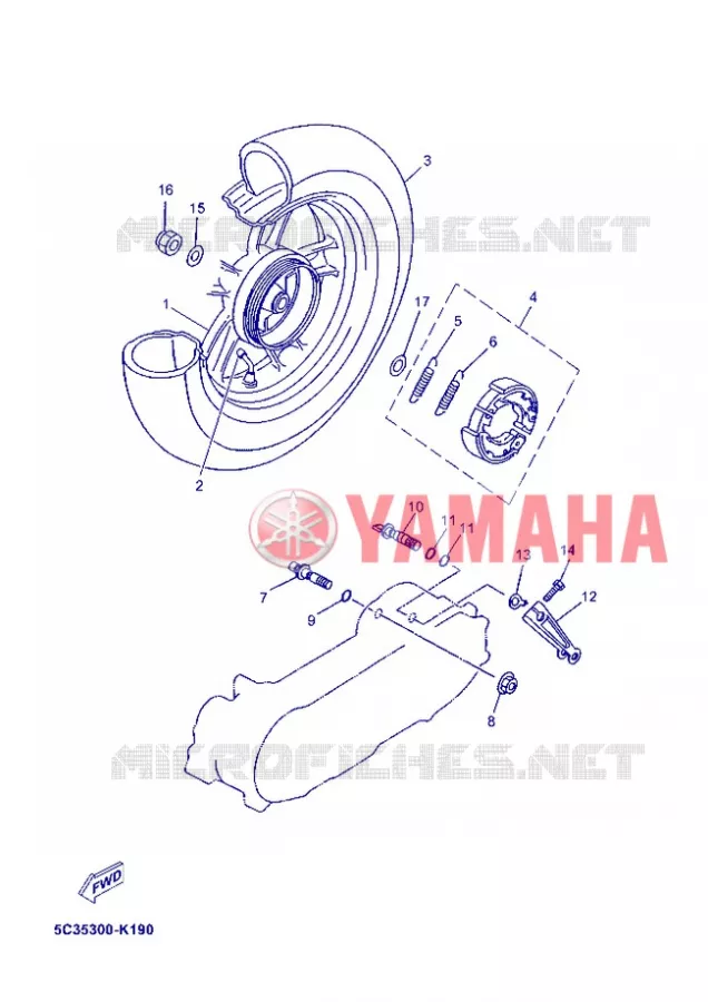ACHTERWIEL Yamaha SCOOTER 50 2012 MBK OVETTO 4T  YN50F 