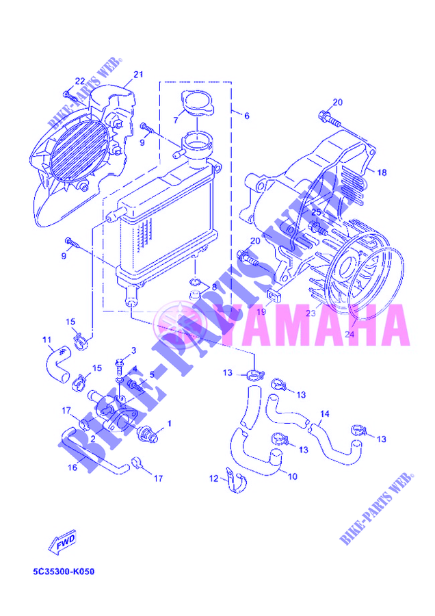 RADIATEUR / SLANG voor Yamaha MBK OVETTO 50 4 TEMPS 2012