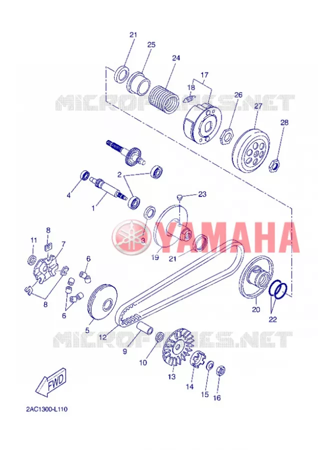 STARTMOTOR KOPPELINGS Yamaha SCOOTER 50 2012 NEOS 4T UBS  YN50FU