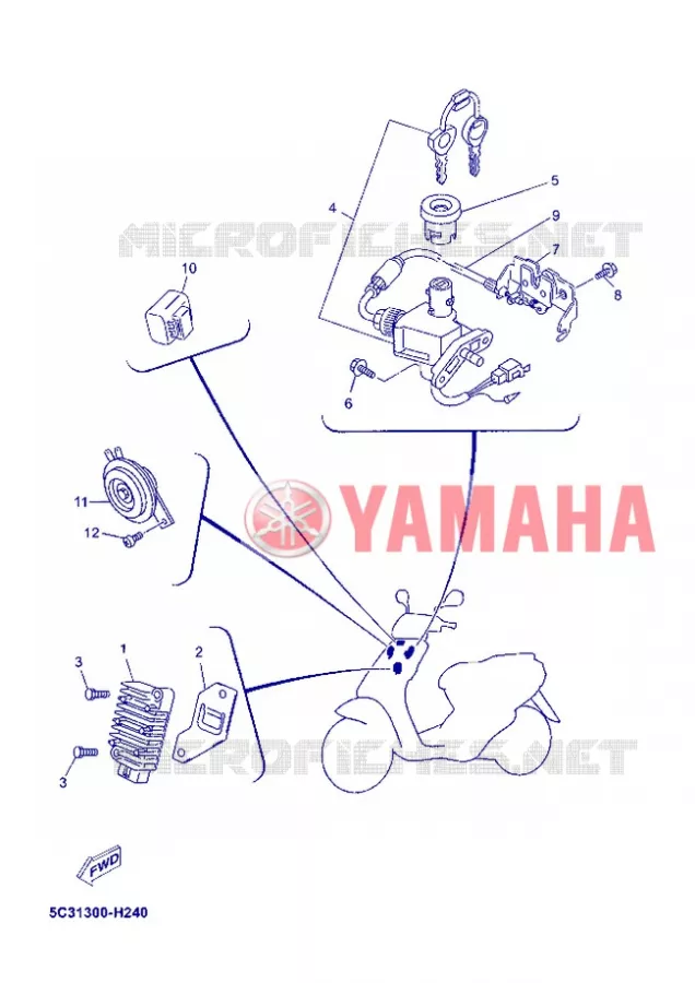 ELECTRISCH 1 Yamaha SCOOTER 50 2012 OVETTO 4T UBS  YN50FU