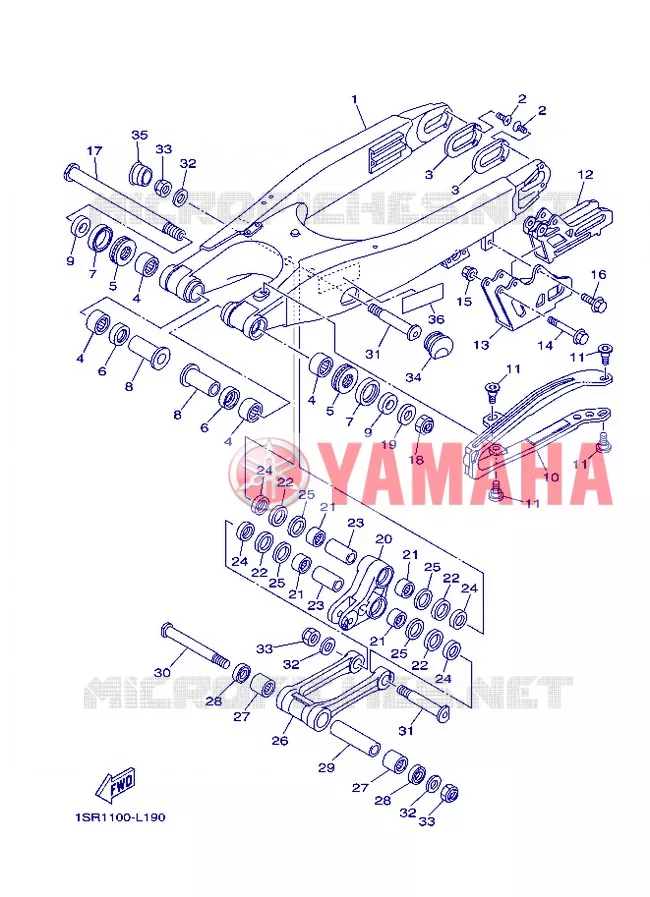 ACHTERBRUG Yamaha MOTO 125 2012 YZ  YZ125