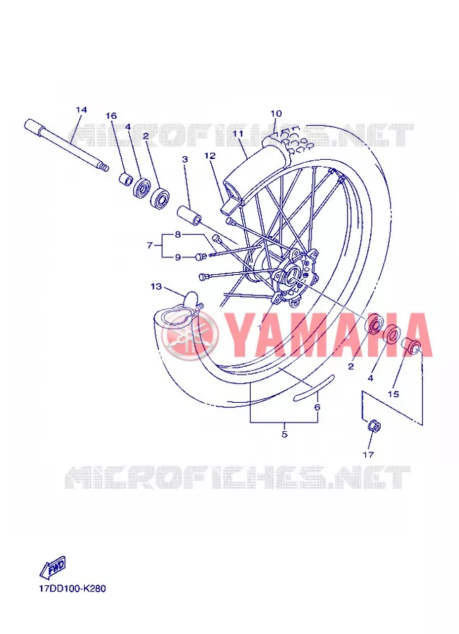 VOORWIEL Yamaha MOTO 450 2012 YZF  YZ450F