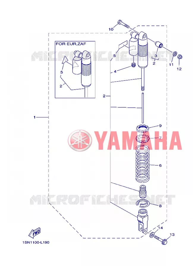 ACHTER SCHOKBREKER Yamaha MOTO 85 2012 YZ BIG WHEELS  YZ85LW