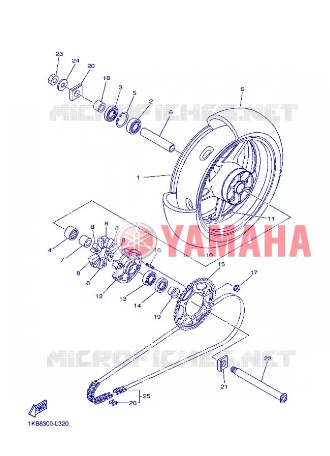 ACHTERWIEL Yamaha MOTO 1000 2012 R1  YZF-R1