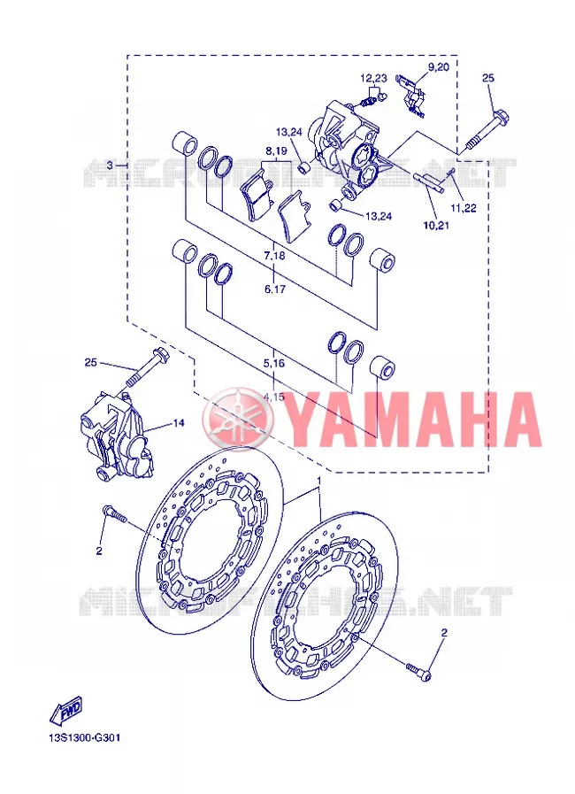 REMKLAUW VOOR Yamaha MOTO 600 2012 R6  YZF-R6