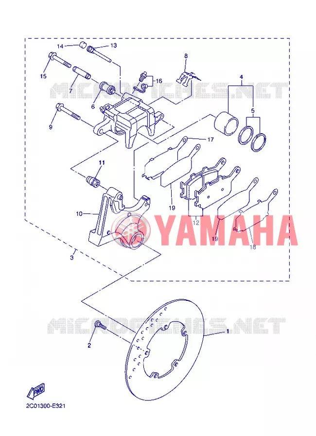 REMKLAUW ACHTER Yamaha MOTO 600 2012 R6  YZF-R6