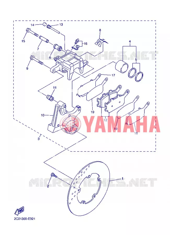REMKLAUW ACHTER Yamaha MOTO 600 2012 R6  YZF-R6