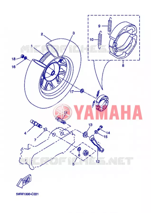 ACHTERWIEL Yamaha SCOOTER 50 2013 BOOSTER  CW50