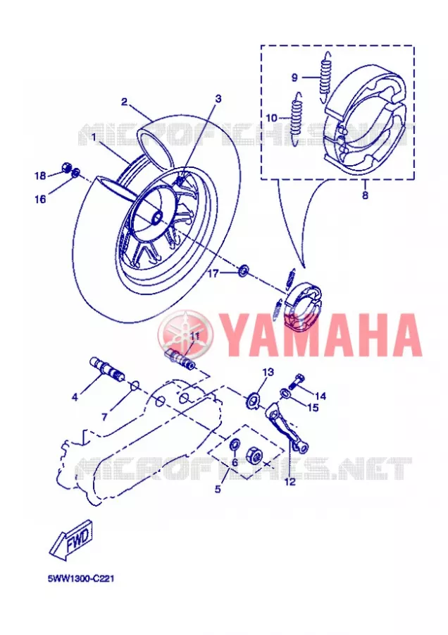 ACHTERWIEL Yamaha SCOOTER 50 2013 BWS  CW50