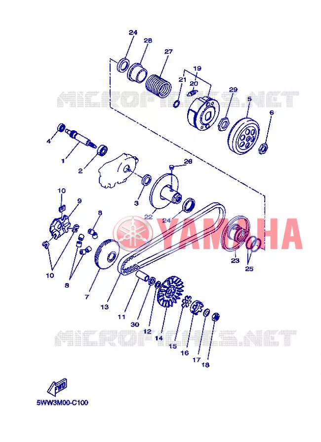 STARTMOTOR KOPPELINGS Yamaha SCOOTER 50 2013 BOOSTER  CW50N