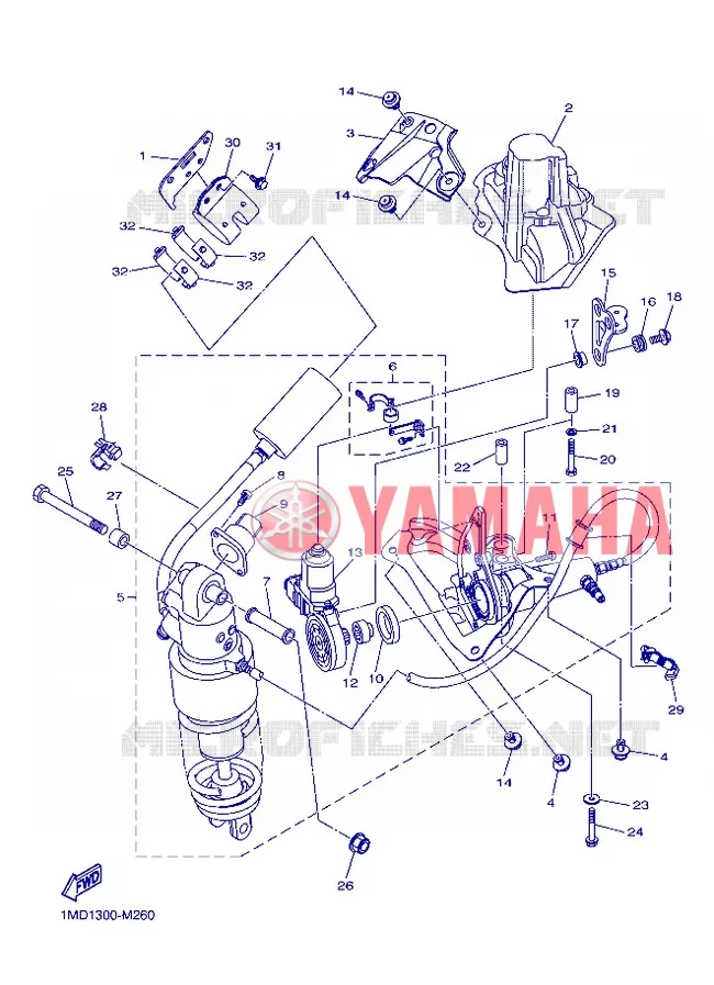 ACHTER SCHOKBREKER Yamaha MOTO 1300 2013 FJR AS ABS  FJR1300AS