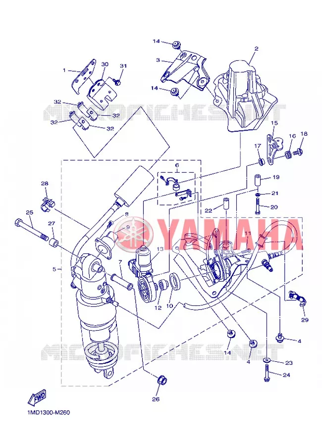 ACHTER SCHOKBREKER Yamaha MOTO 1300 2013 FJR AS ABS  FJR1300AS