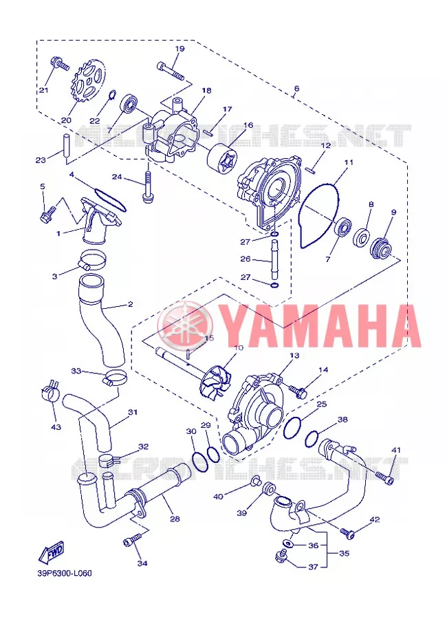 WATERPOMP / SLANGEN Yamaha MOTO 800 2013 FZ8  FZ8-N