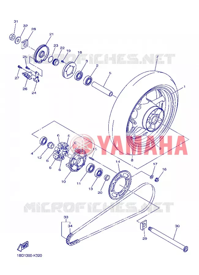 ACHTERWIEL Yamaha MOTO 800 2013 FZ8 ABS  FZ8-NA