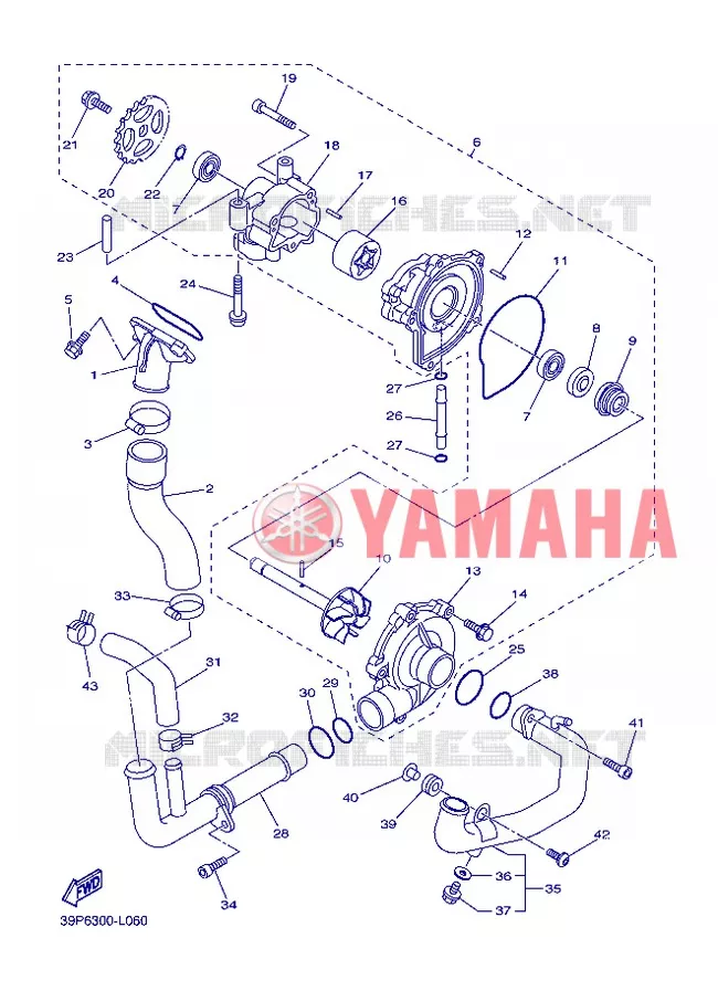 WATERPOMP / SLANGEN Yamaha MOTO 800 2013 FZ8 ABS  FZ8-NA