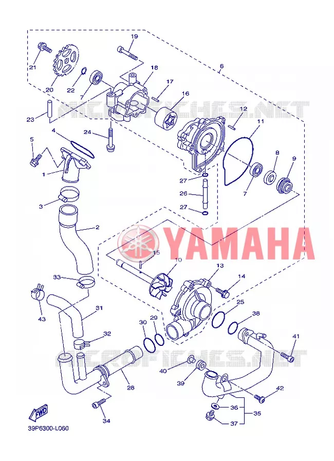 WATERPOMP / SLANGEN Yamaha MOTO 800 2013 FZ8 ABS  FZ8-NA