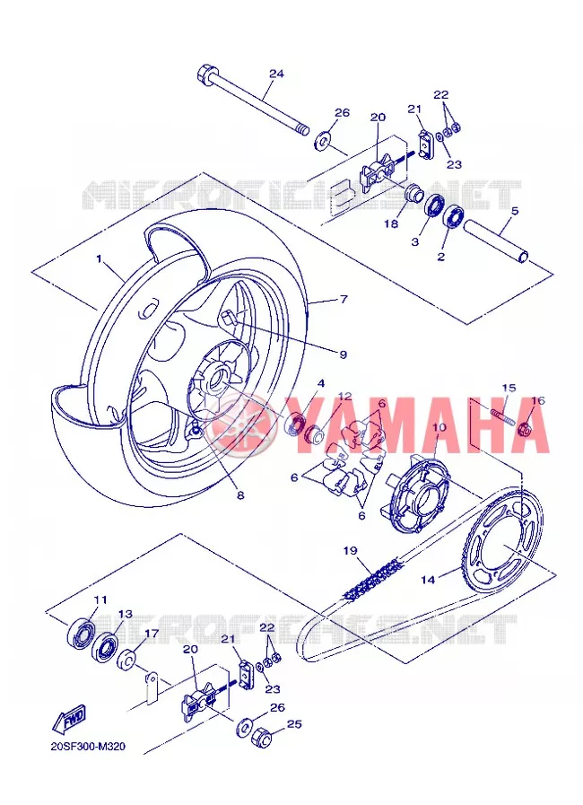 ACHTERWIEL Yamaha MOTO 600 2013 XJ6  XJ6S