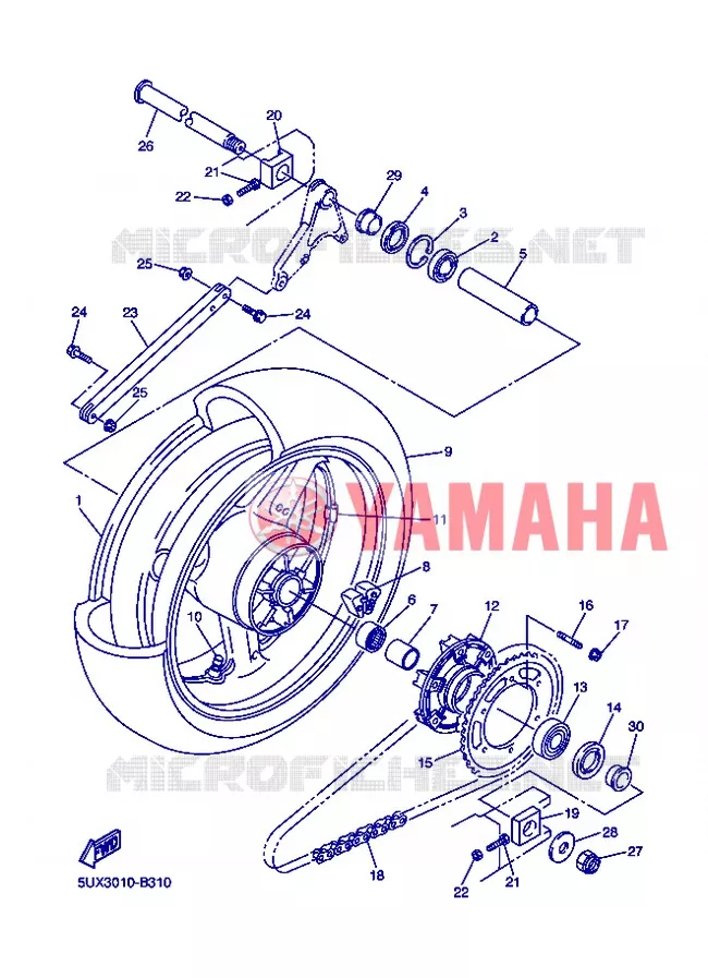 ACHTERWIEL Yamaha MOTO 1300 2013 XJR  XJR1300