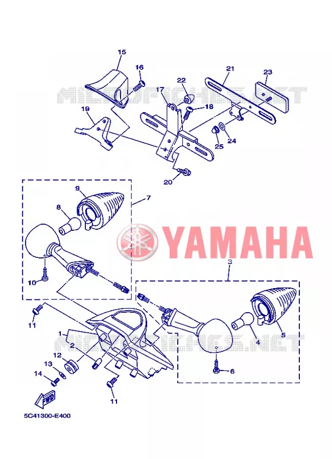 ACHTERLICHT Yamaha MOTO 1900 2013 MIDNIGHT STAR  XV1900A