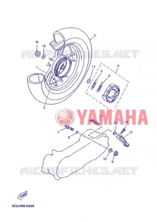 ACHTERWIEL Yamaha SCOOTER 50 2013 NEOS  YN50