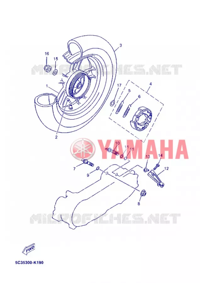 ACHTERWIEL Yamaha SCOOTER 50 2013 NEOS 4T  YN50F