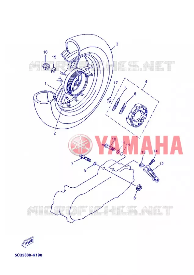 ACHTERWIEL Yamaha SCOOTER 50 2013 OVETTO 4T  YN50F
