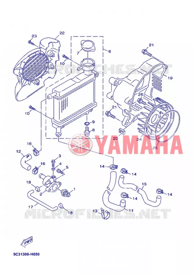RADIATEUR / SLANG Yamaha SCOOTER 50 2013 OVETTO 4T UBS  YN50FU