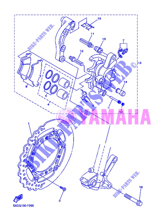 REMKLAUW VOOR voor Yamaha YZ125 2013