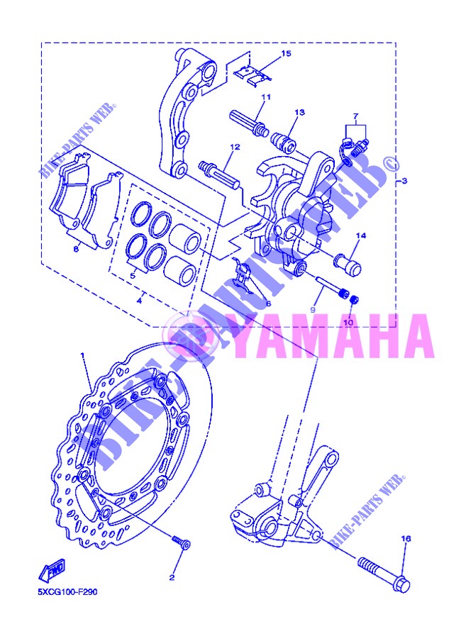 REMKLAUW VOOR voor Yamaha YZ250F 2013
