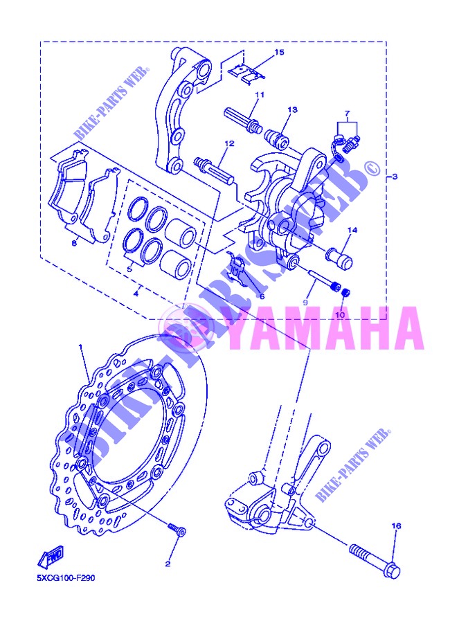 REMKLAUW VOOR voor Yamaha YZ250F 2013
