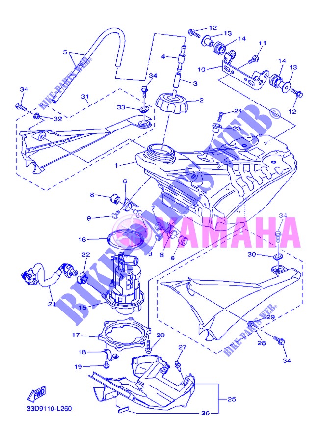 BENZINE TANK voor Yamaha YZ450F 2013