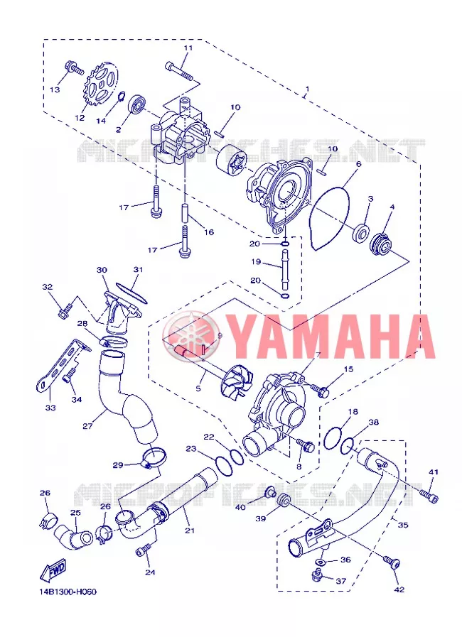 WATERPOMP / SLANGEN Yamaha MOTO 1000 2013 R1  YZF-R1