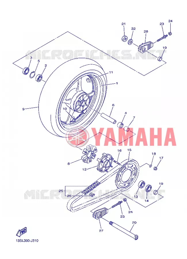 ACHTERWIEL Yamaha MOTO 600 2013 R6  YZF-R6