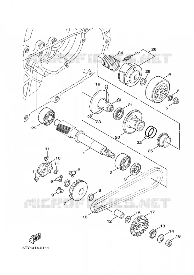 STARTMOTOR KOPPELINGS Yamaha SCOOTER 125 2011 CYGNUS  XC125