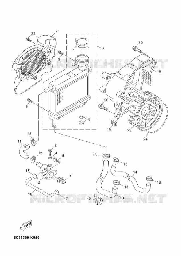 RADIATEUR / SLANG Yamaha SCOOTER 50 2011 NEOS 4T  YN50FNEO'S