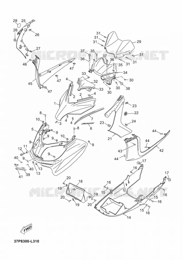 WINDSCHERM Yamaha SCOOTER 125 2012 XMAX SPORT  YP125RX-MAX 125 SPORT