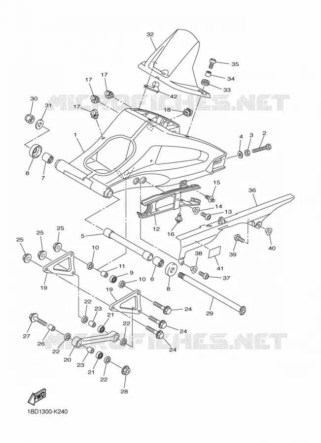 ACHTERBRUG Yamaha MOTO 800 2012 FZ8 ABS  FZ8-NA
